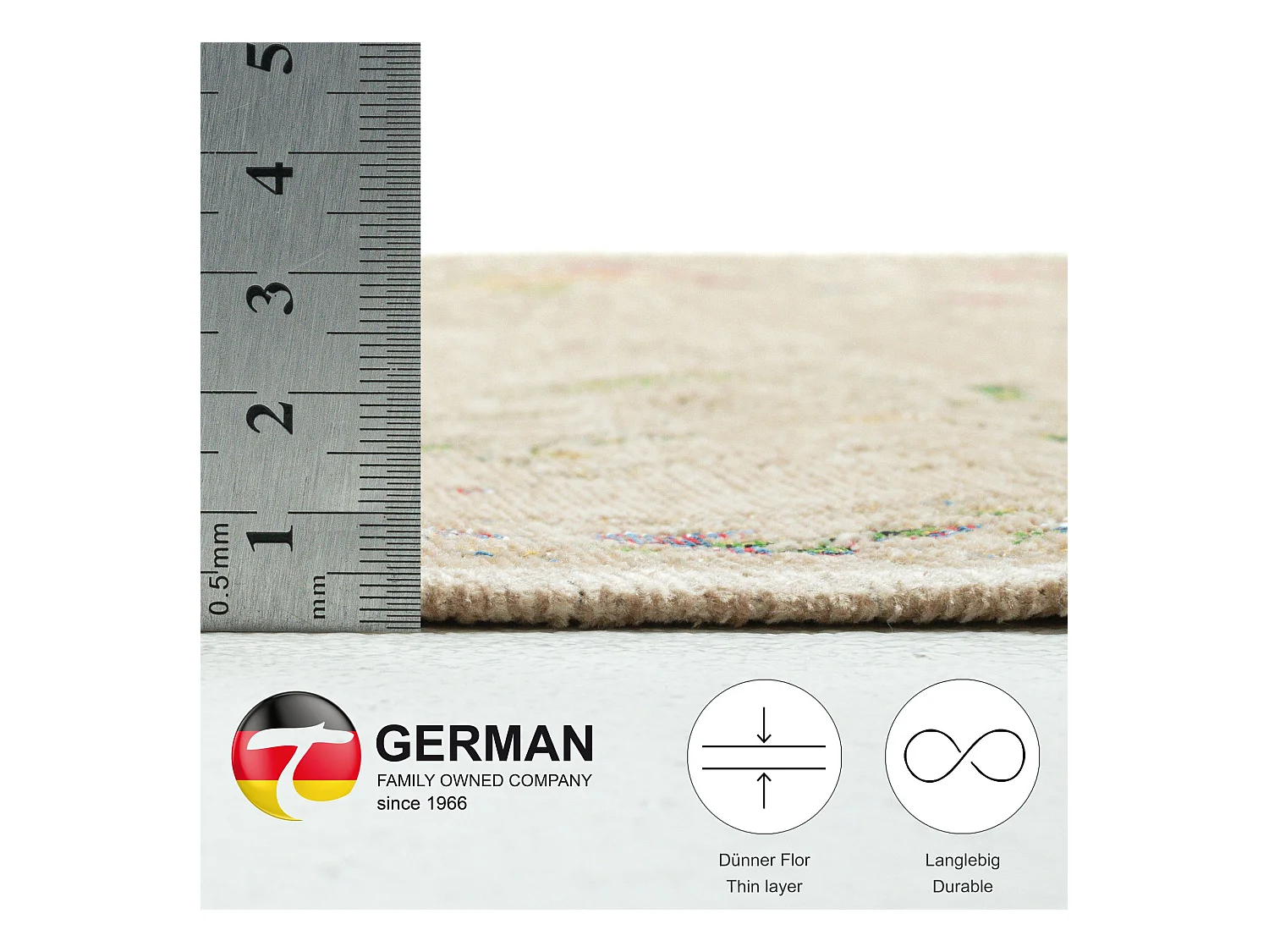 Teppich mit Bordüre und Blumenmuster 140x200 cm Beige Flomi