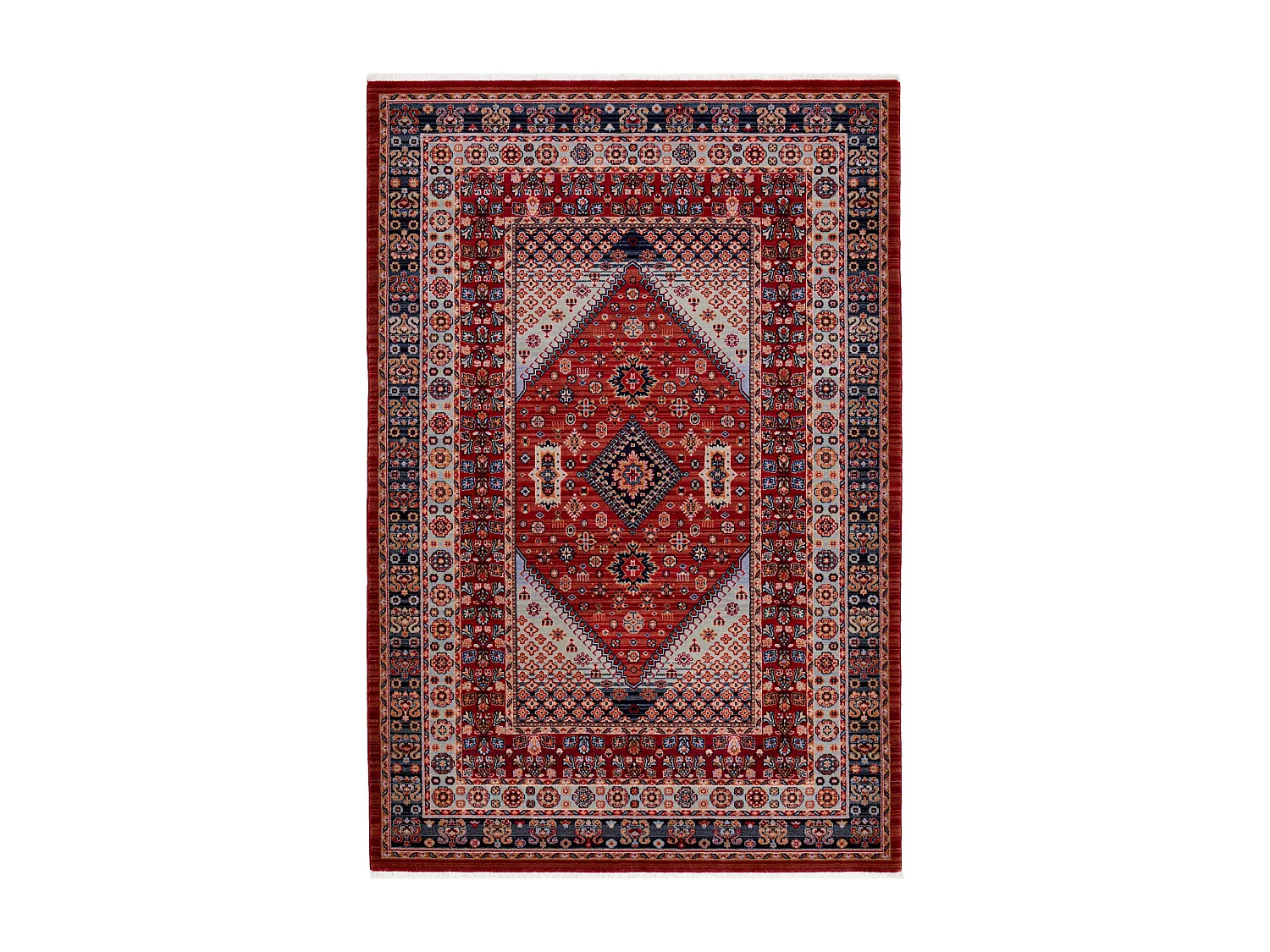 Gewebter Orienteppich aus Wolle 80x145 cm Rot Saharna