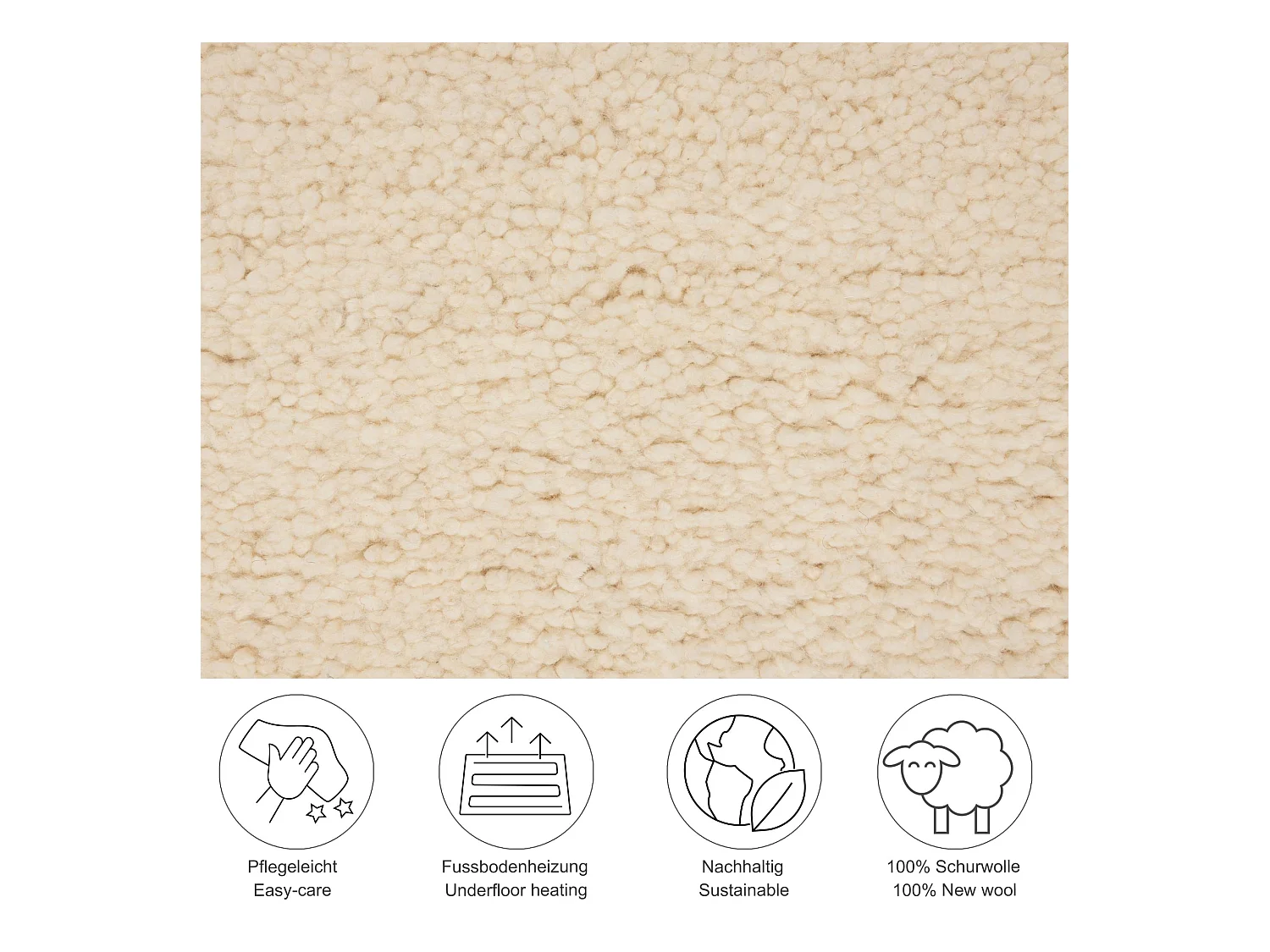 Tapis berbère noué à la main en laine 90x160 cm blanc Hadj