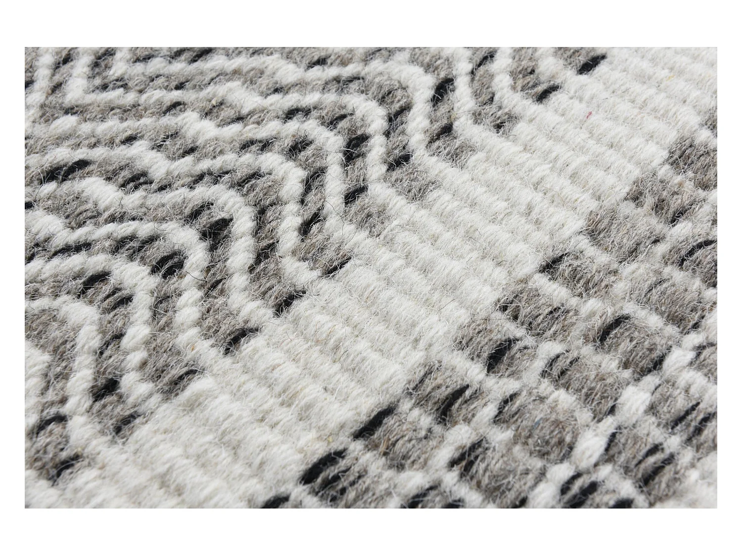 Wollteppich im skandinavischen Stil 80x180 cm Natur Grau Trondheim