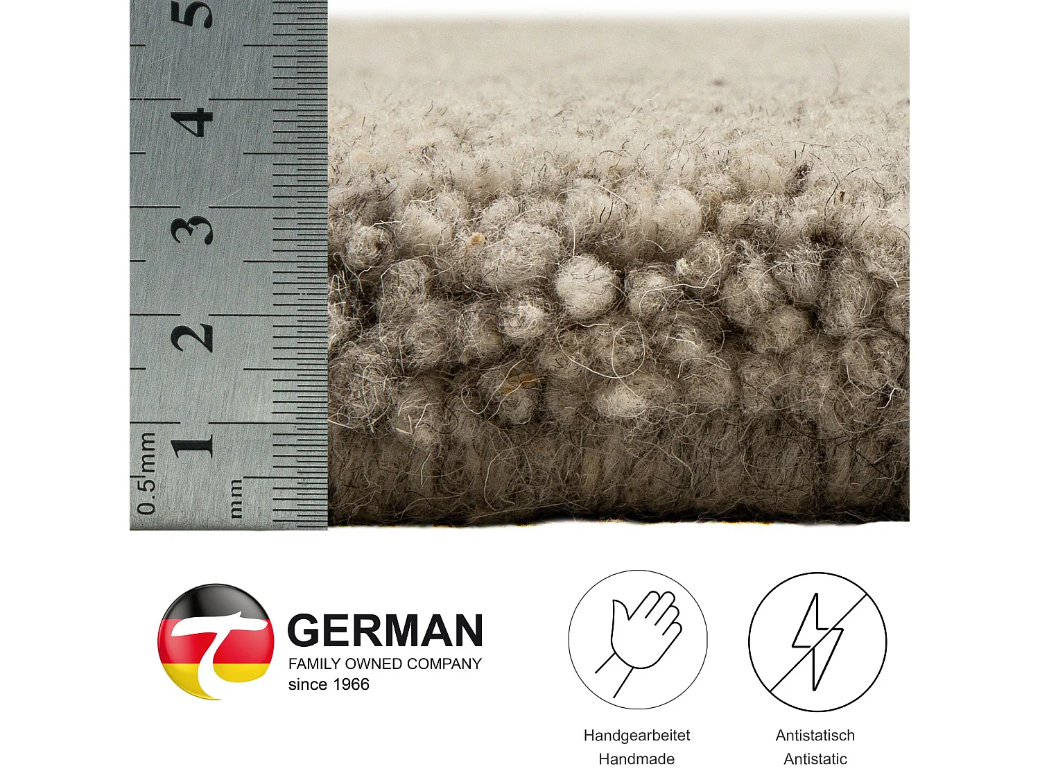 Tapis berbère noué à la main en laine  200x300 cm sable Taza Royal