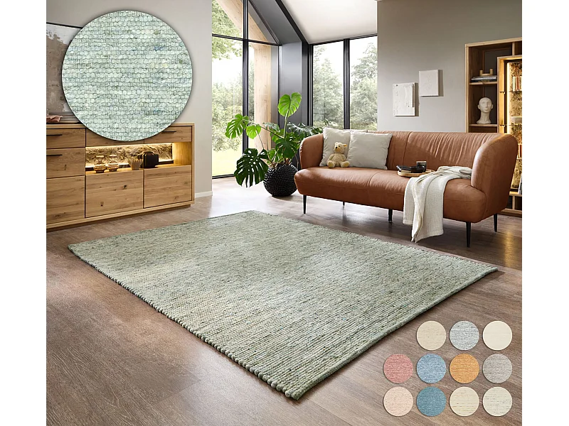 Handgeweven omkeerbaar wollen tapijt 190x250 cm groen Alpen