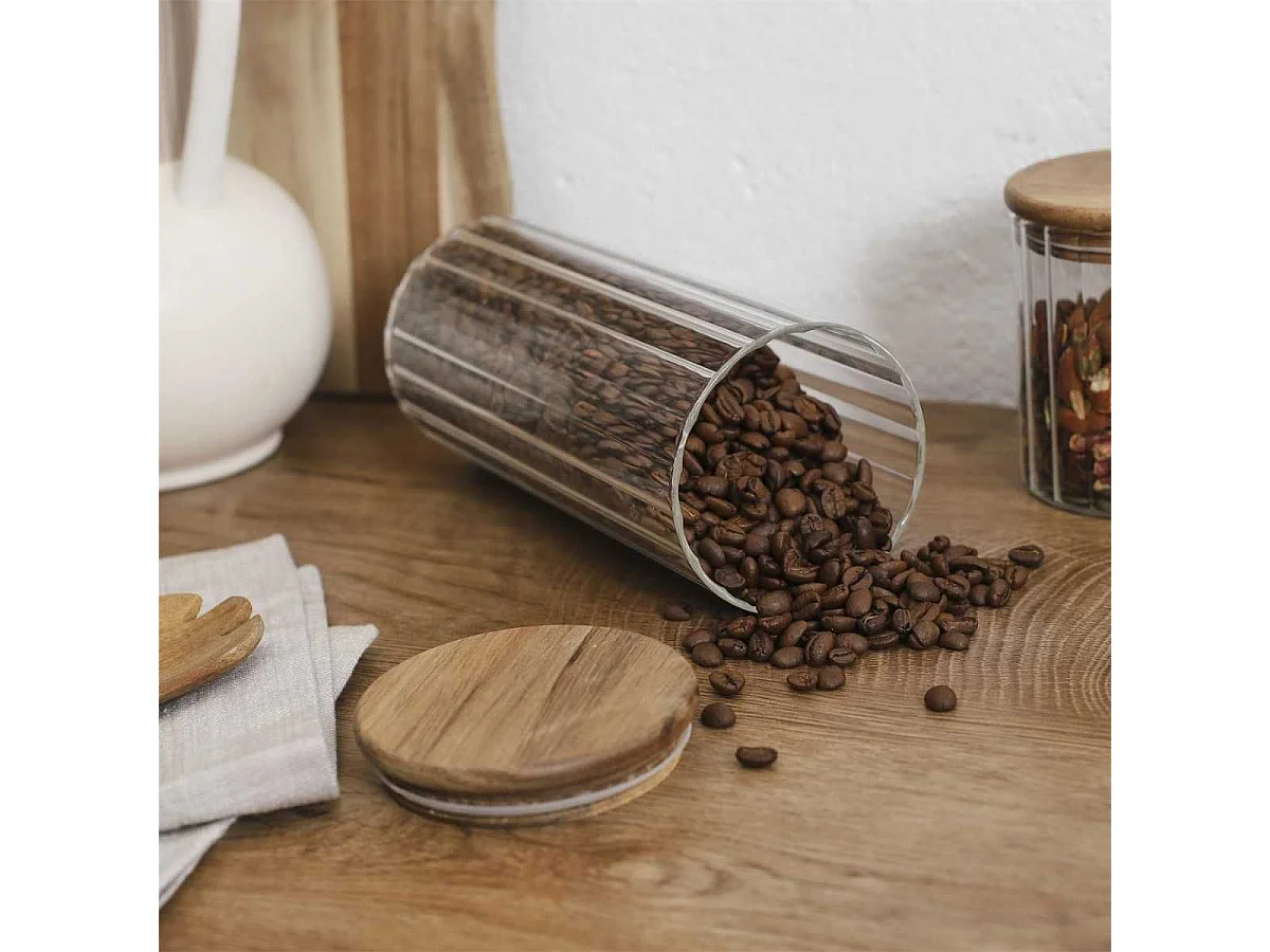 Bocal de conservation 110cl avec bouchon en acacia - TOREK