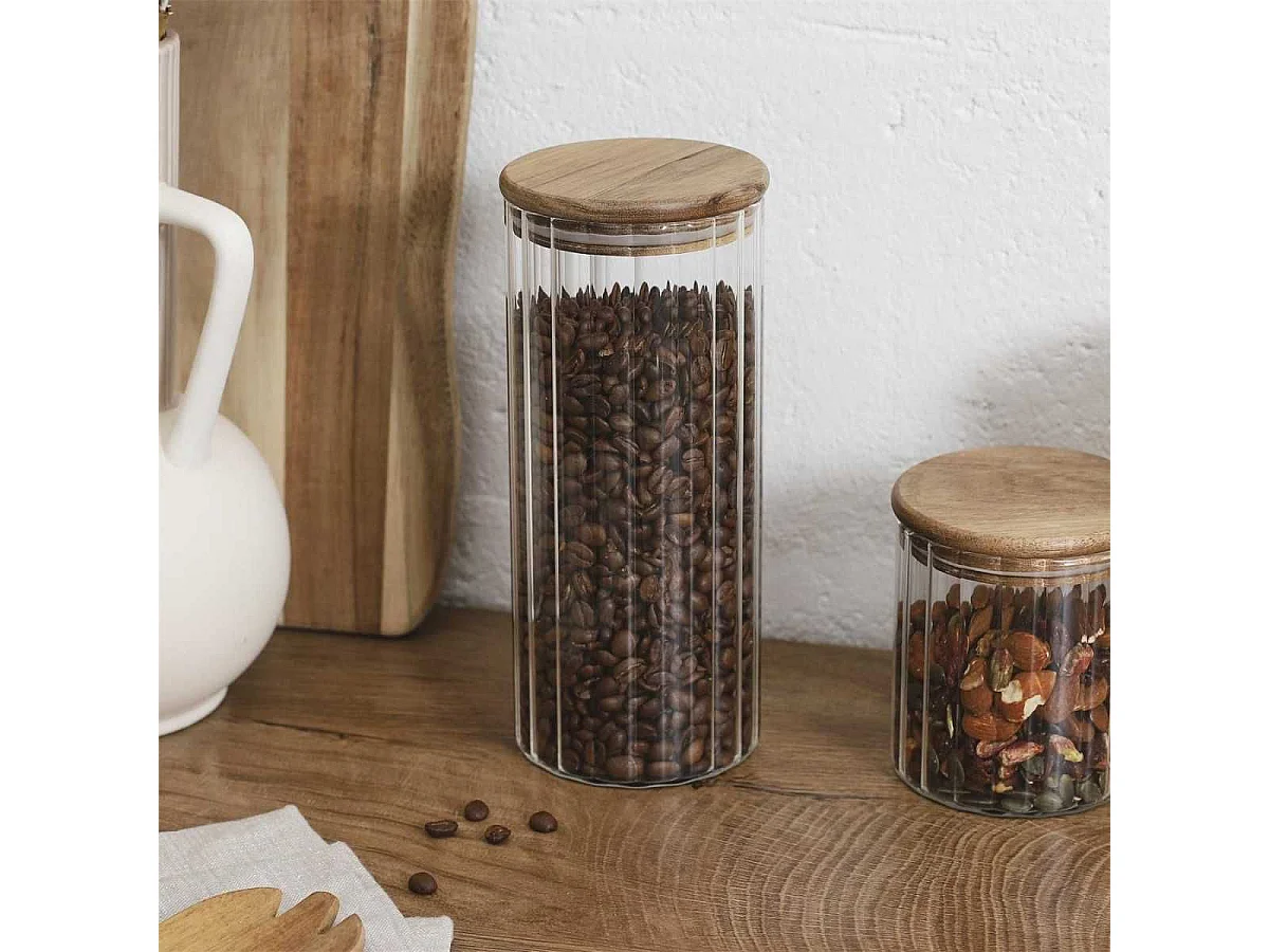 Bocal de conservation 110cl avec bouchon en acacia - TOREK