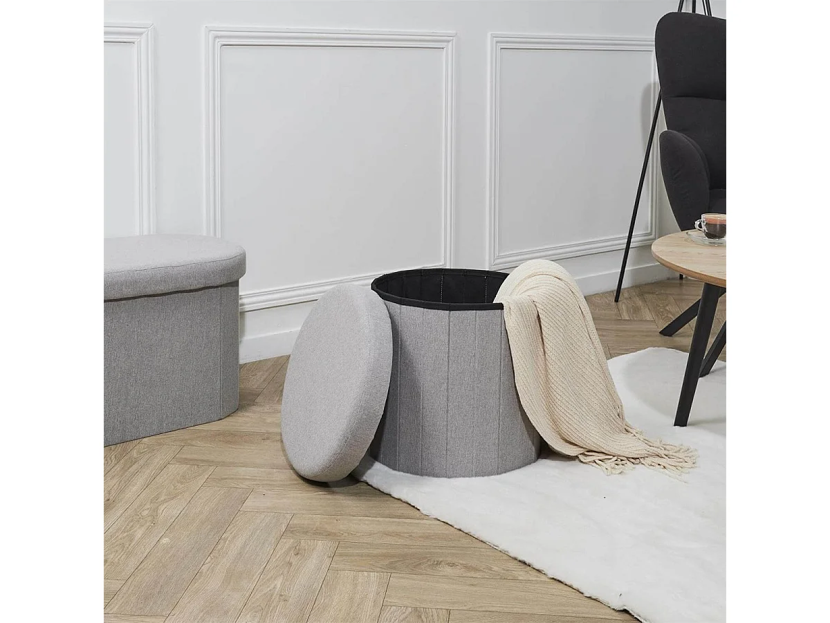 Pouf Coffre Pliable Gris 38x38 cm - NELIS
