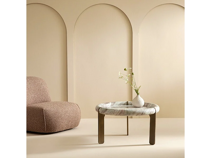 Grande table basse en marbre et métal PROSPER