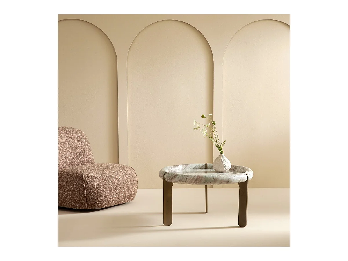 Grande table basse en marbre et métal PROSPER