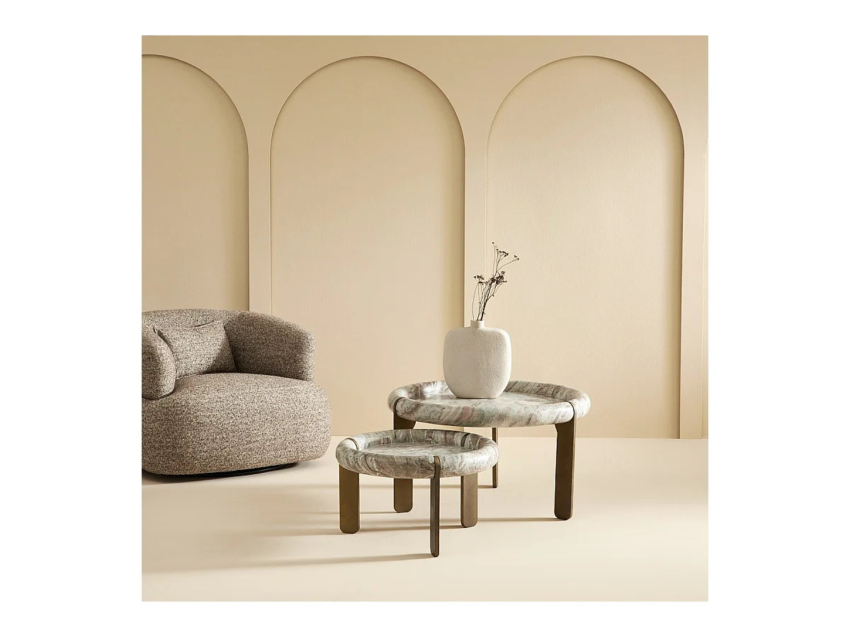 Grande table basse en marbre et métal PROSPER