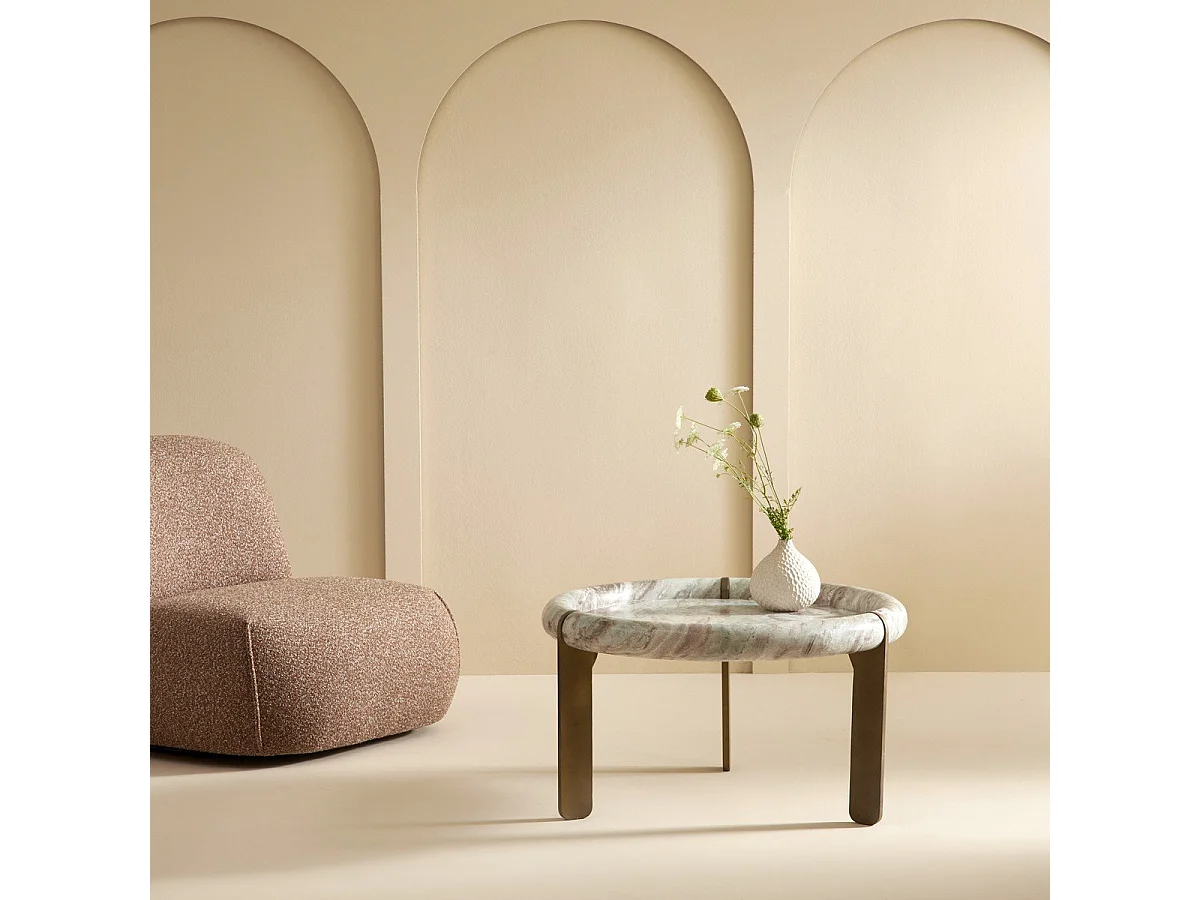 Grande table basse en marbre et métal PROSPER