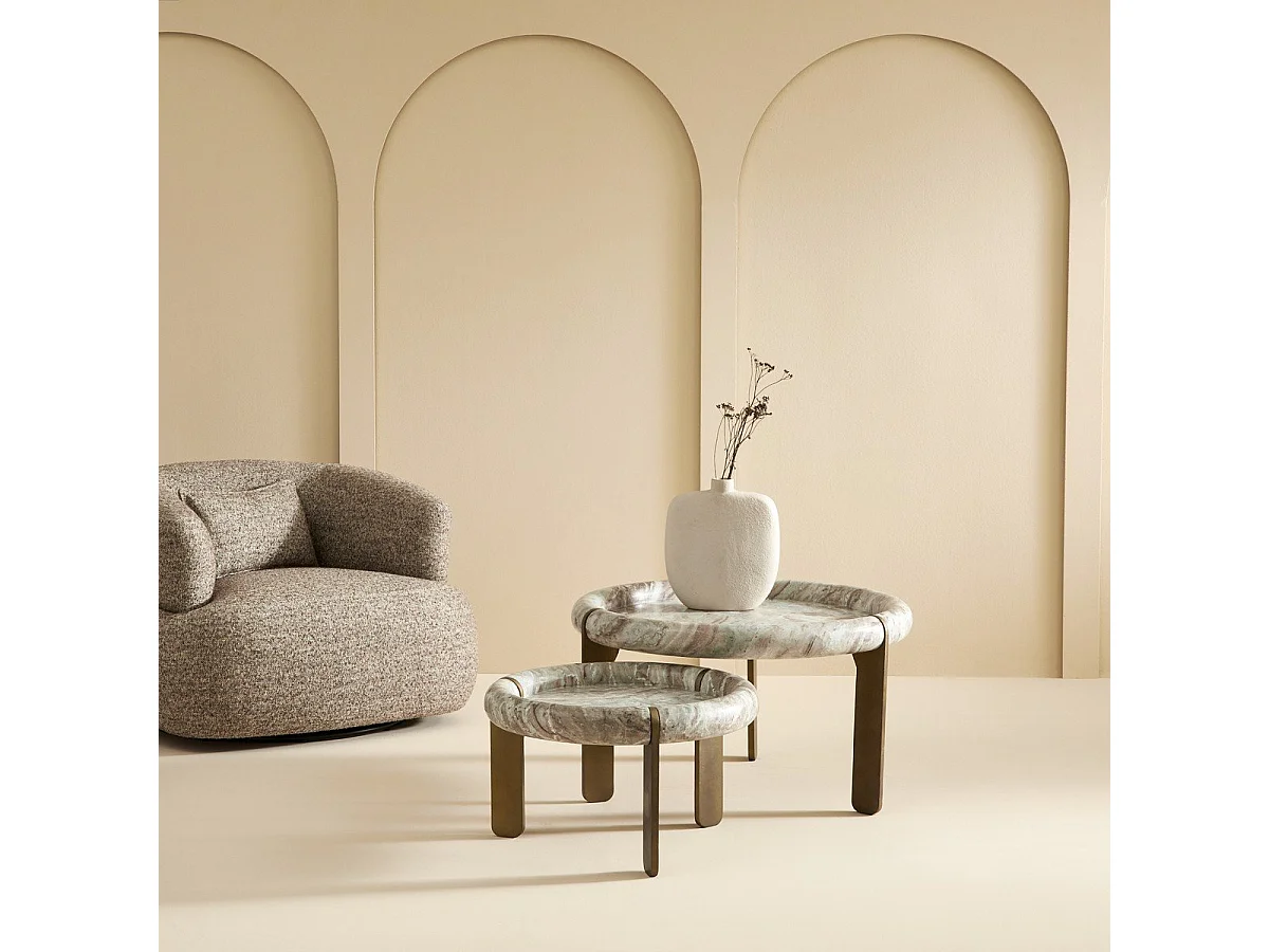 Grande table basse en marbre et métal PROSPER