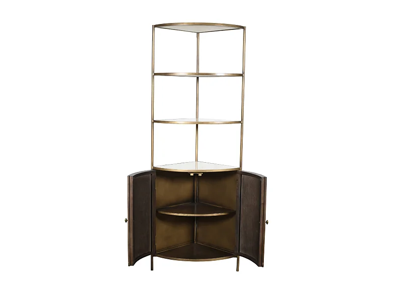 Eckregal aus Massivholz und Marmor BUREN