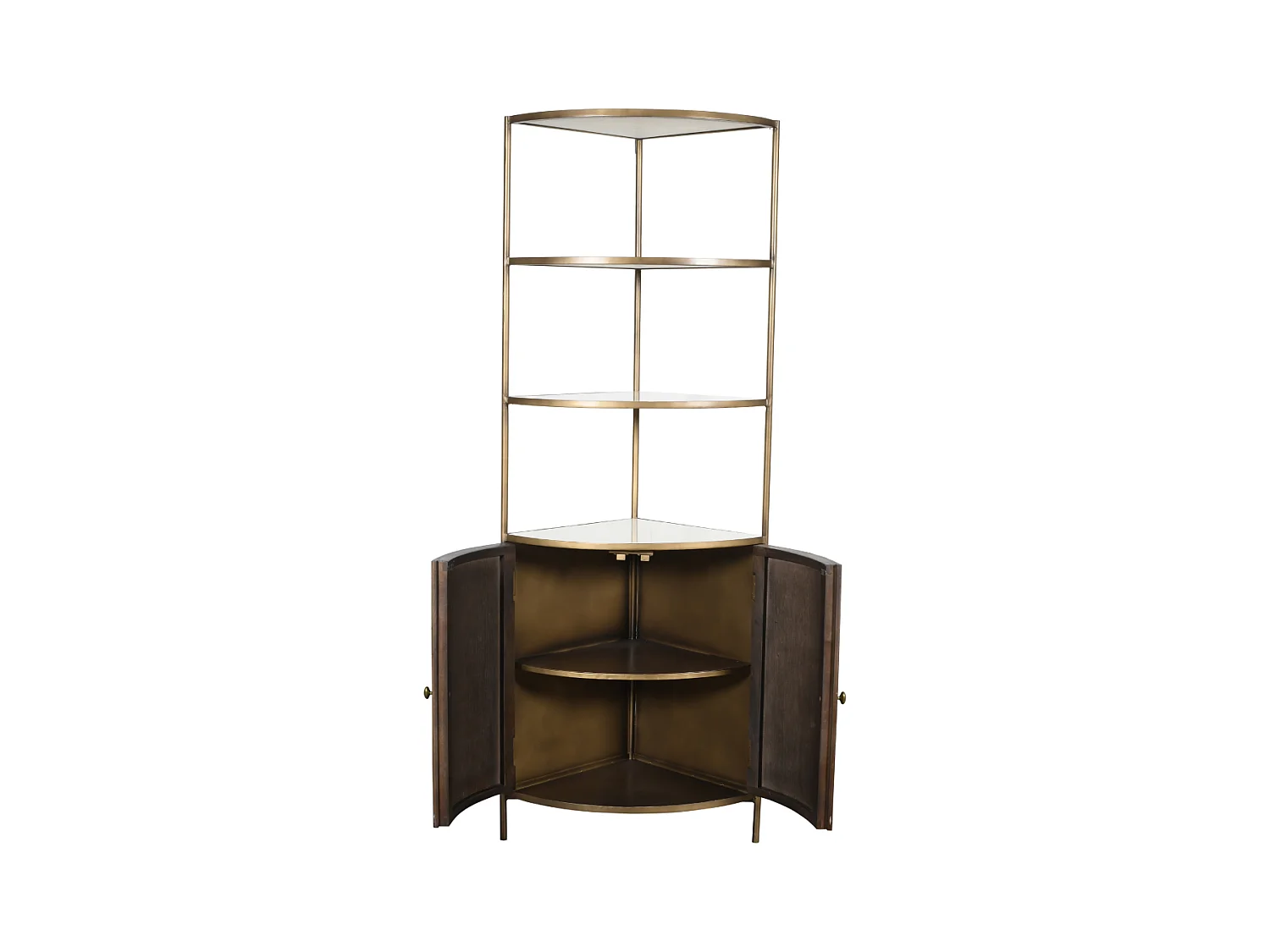 Eckregal aus Massivholz und Marmor BUREN