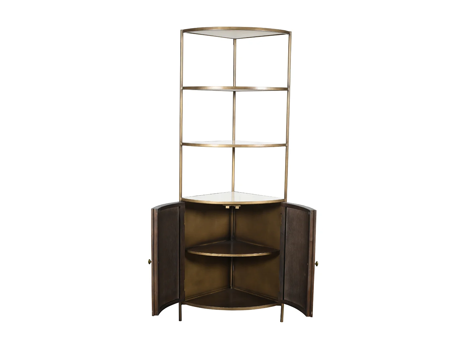 Etagère d'angle en bois massif et marbre BUREN