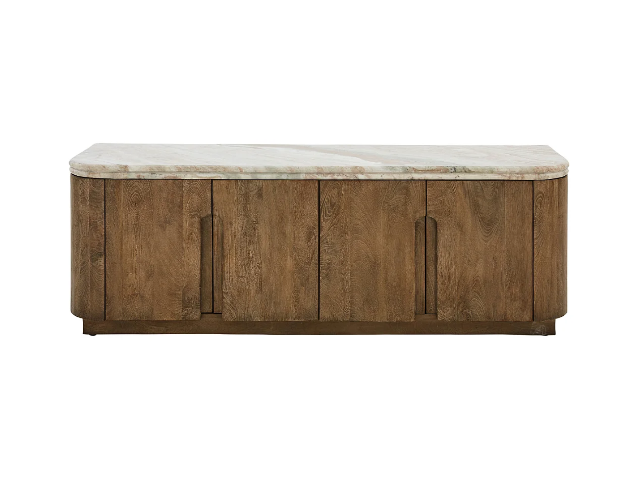 TV-meubel van massief hout en marmer BUREN