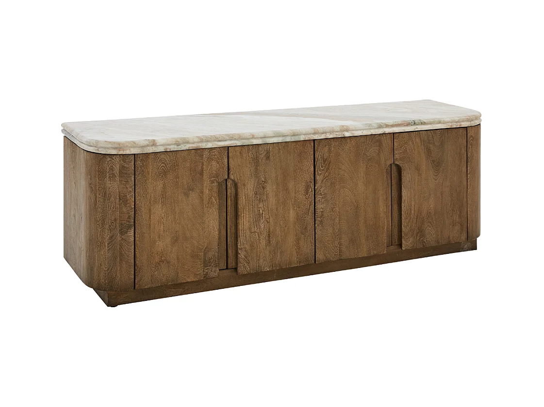 TV-meubel van massief hout en marmer BUREN