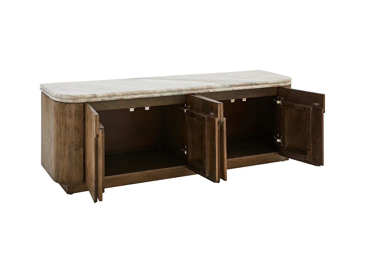 TV-meubel van massief hout en marmer BUREN