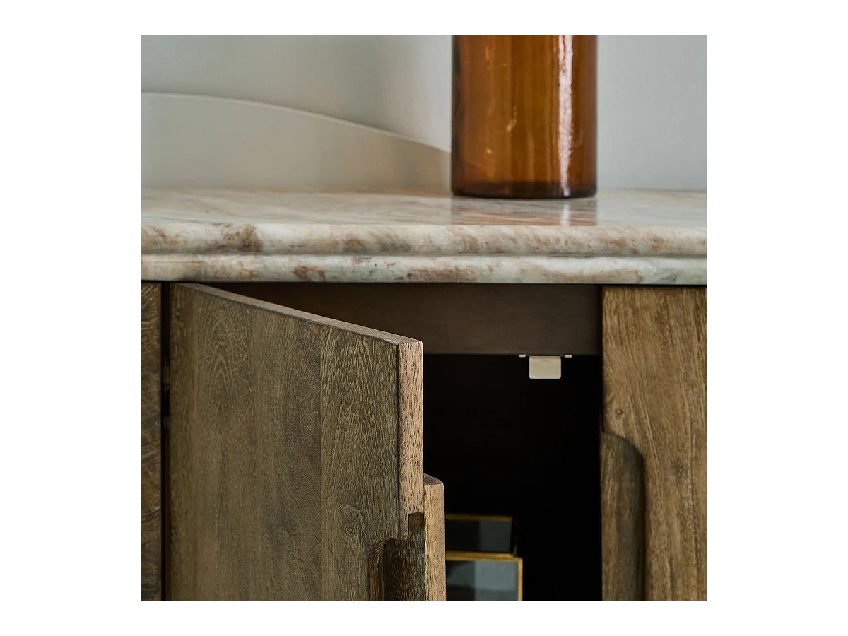 TV-meubel van massief hout en marmer BUREN