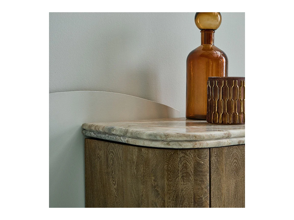 TV-meubel van massief hout en marmer BUREN