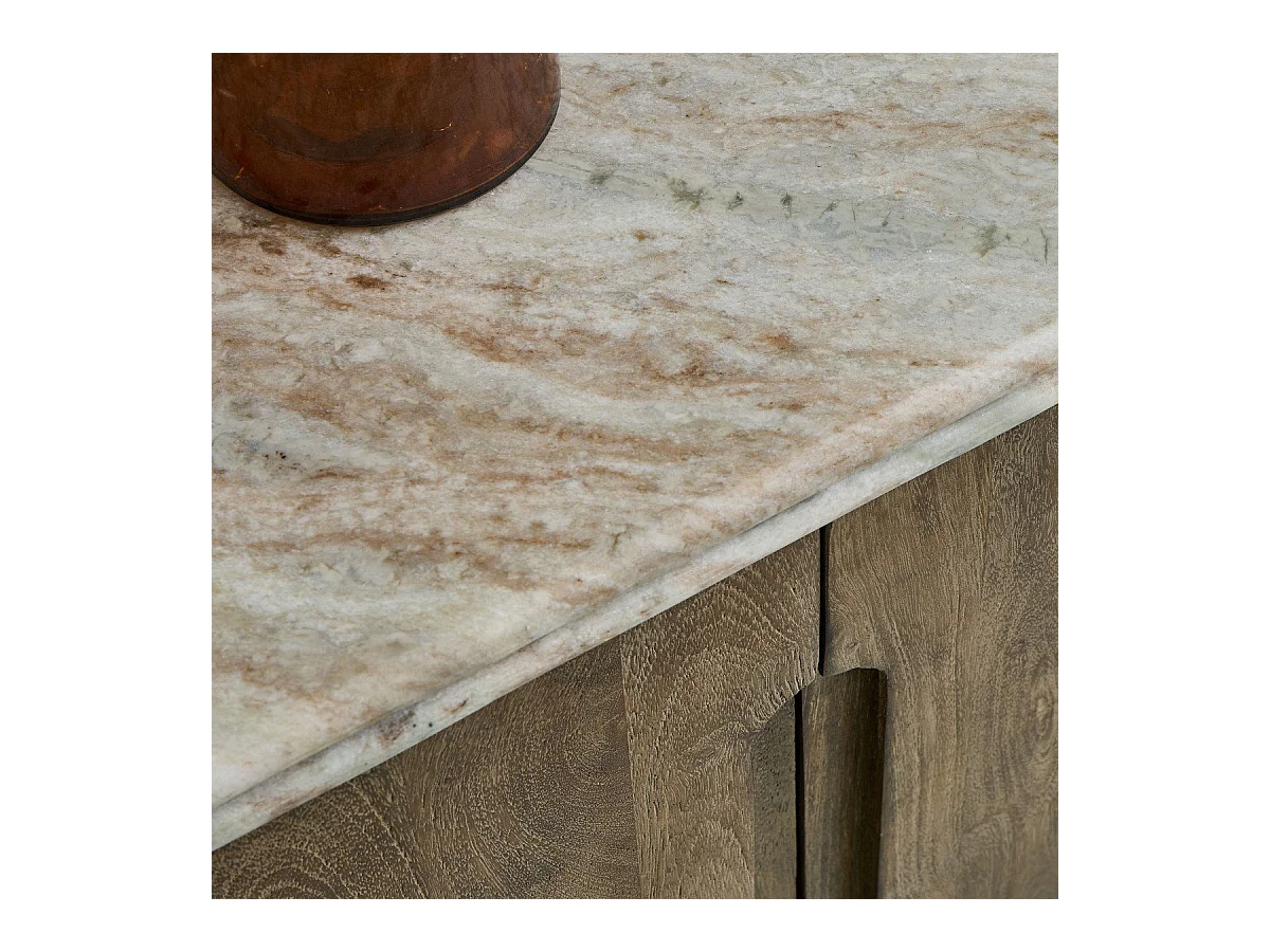 TV-meubel van massief hout en marmer BUREN