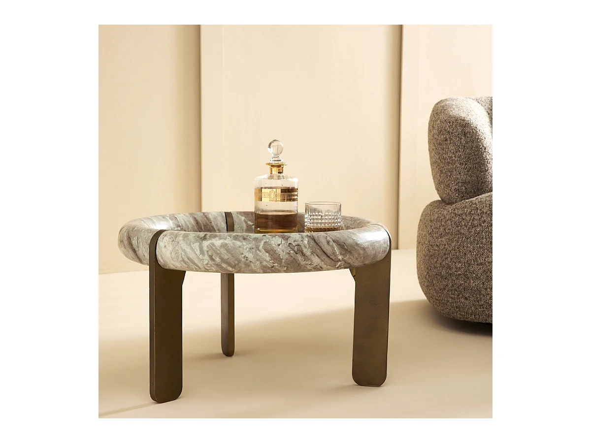 Petite table basse en marbre et métal PROSPER