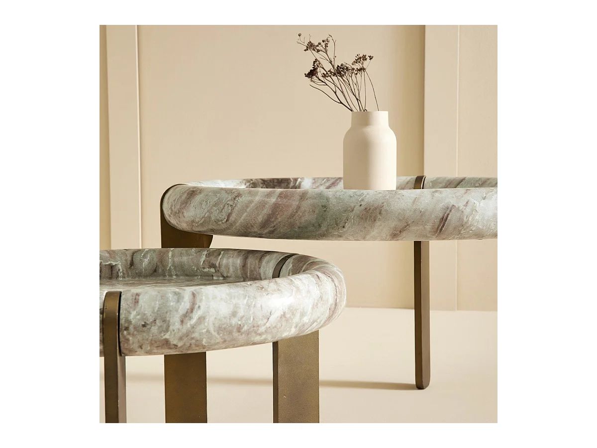 Petite table basse en marbre et métal PROSPER