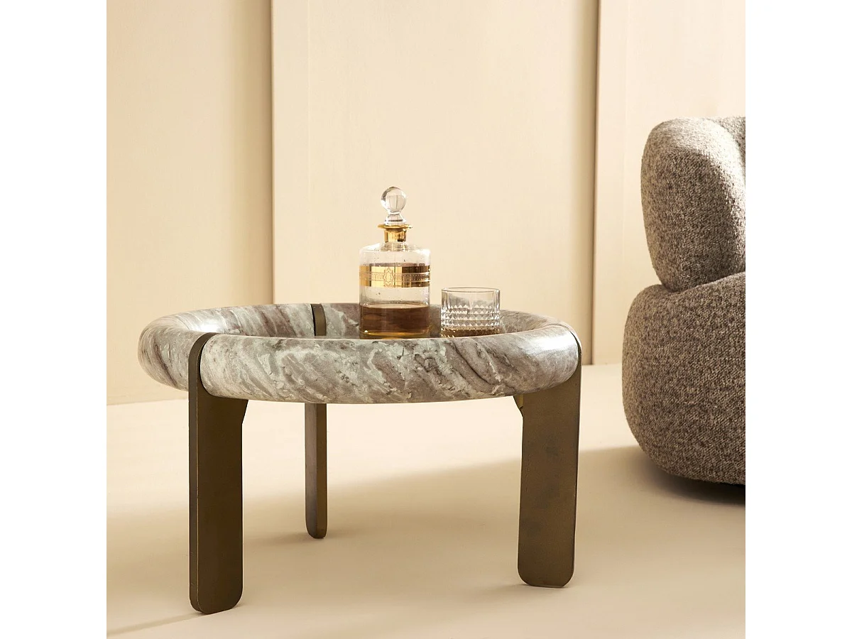 Petite table basse en marbre et métal PROSPER