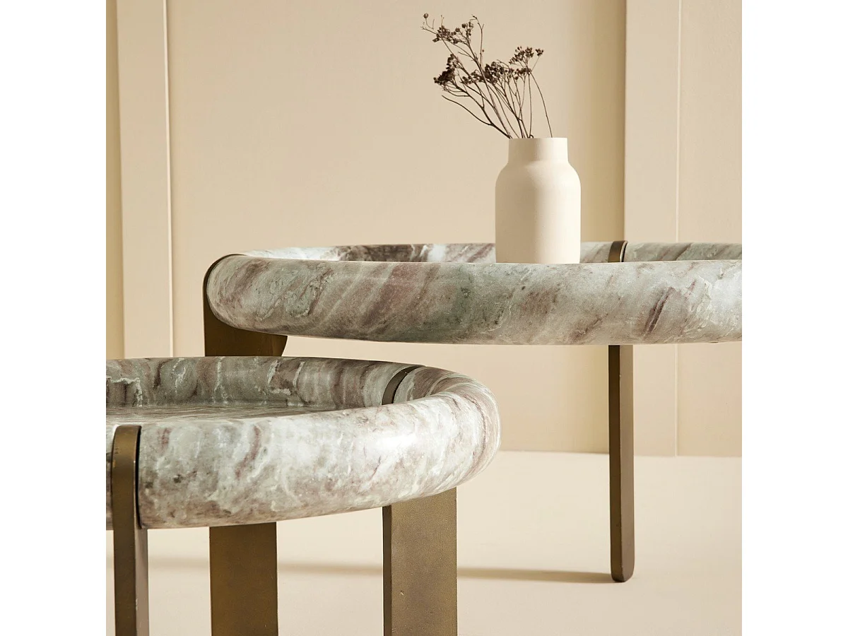 Petite table basse en marbre et métal PROSPER