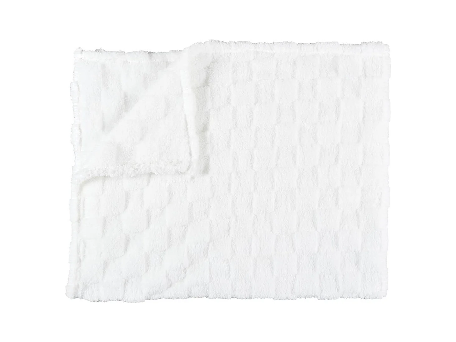 Plaid Flanelle Damier Blanc et Beige 120x150cm, Doux et Confortable, Lavable en Machine - TURIN