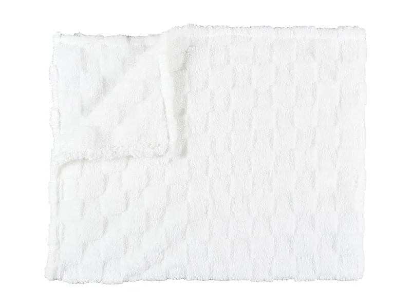 Plaid Flanelle Damier Blanc et Beige 120x150cm, Doux et Confortable, Lavable en Machine - TURIN