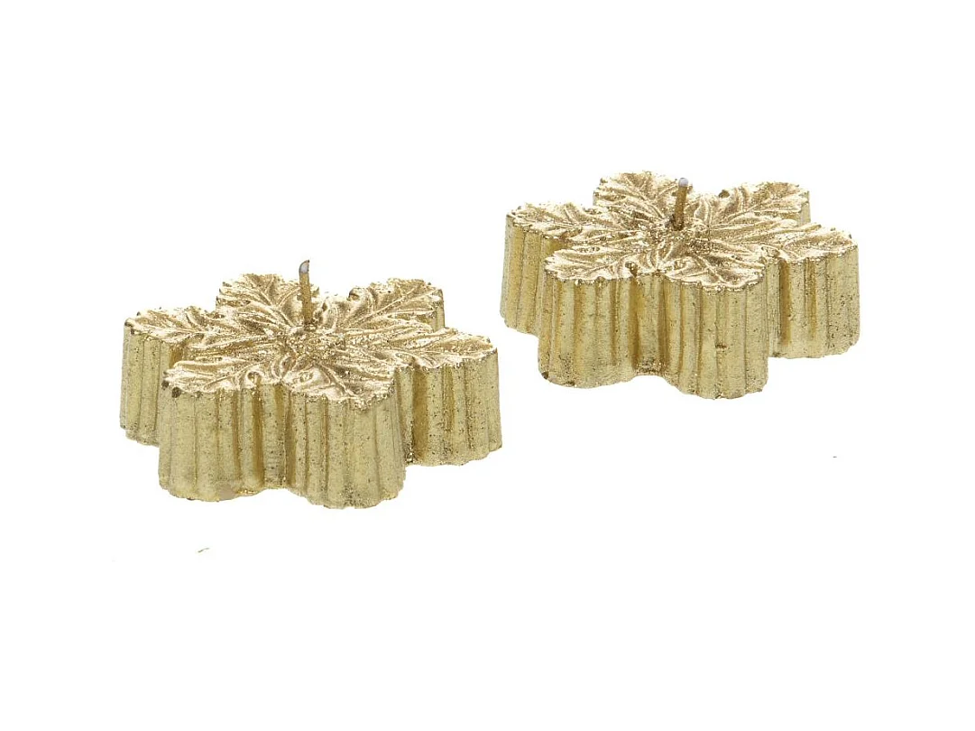 Lot de 2 bougies feuilles dorées