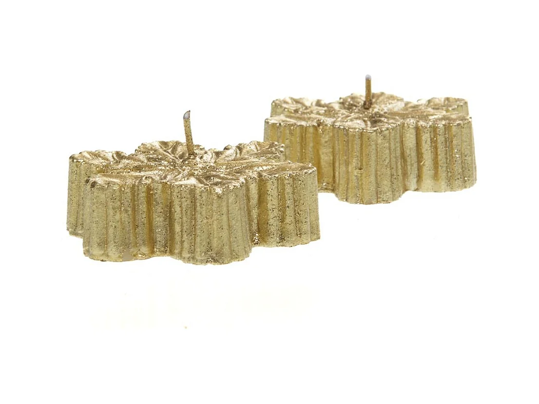 Lot de 2 bougies feuilles dorées