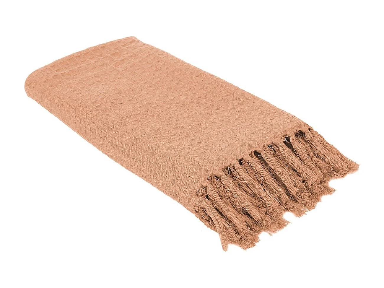 Plaid jeté de canapé 120x150cm style gaufré coloris ocre