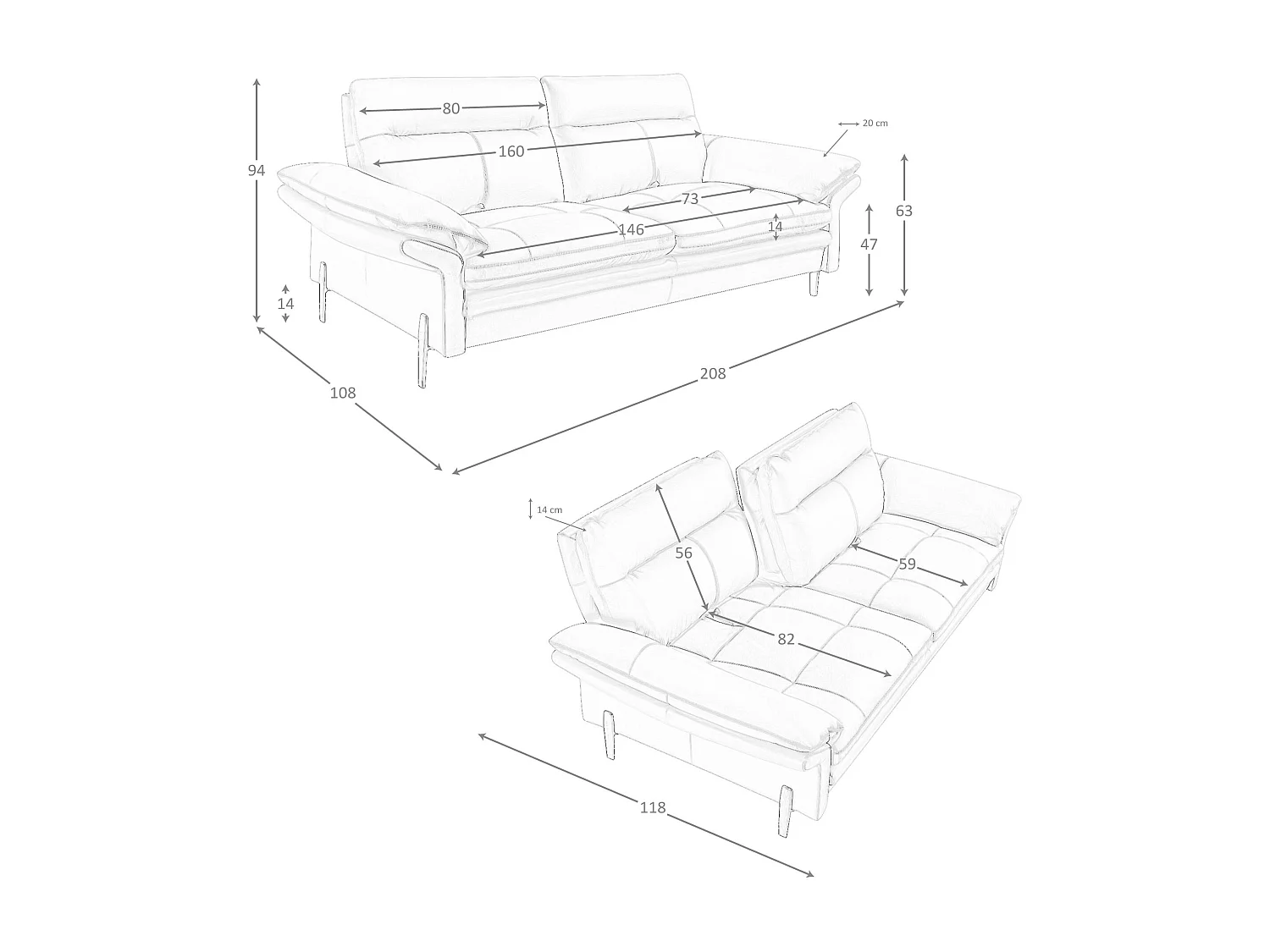 Bruin lederen 3-zitsbank 6241 ANGEL CERDA