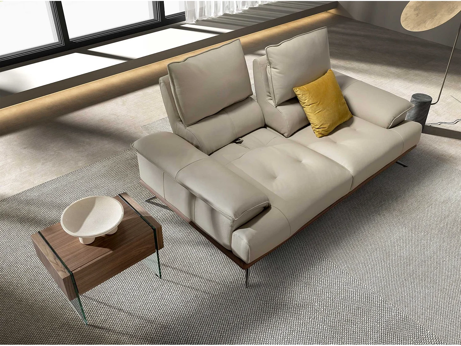 3-Sitzer-Sofa aus taupegrauem Leder 6247 ANGEL CERDA