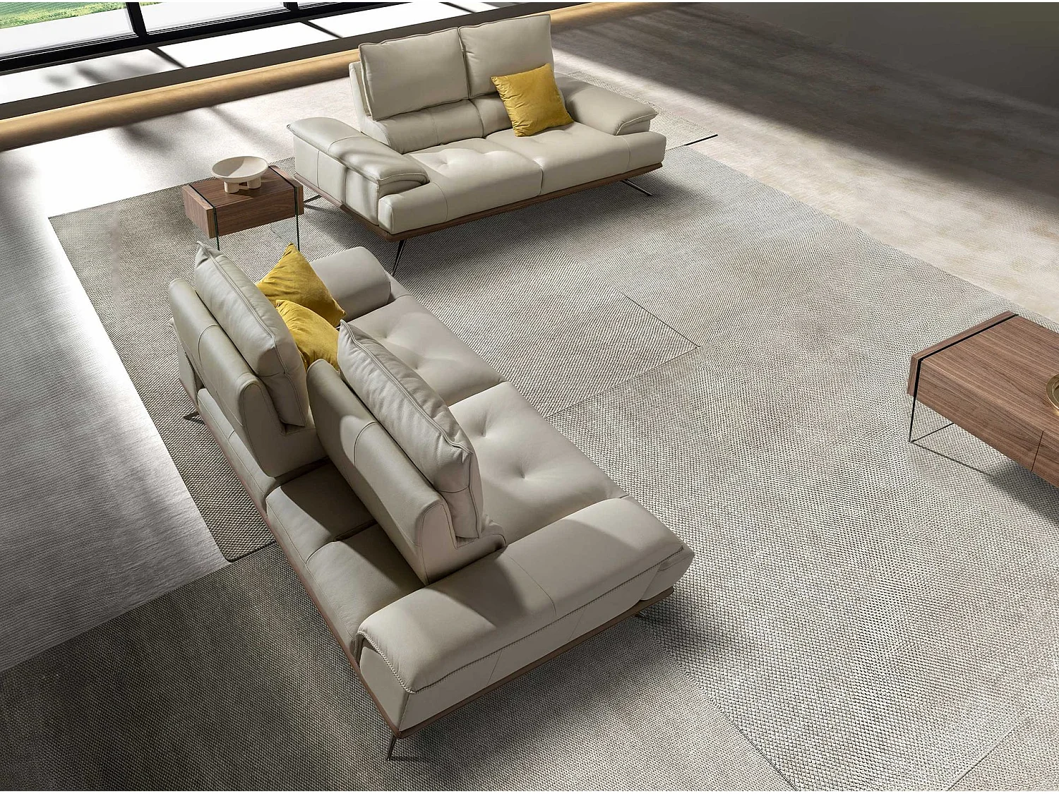 3-Sitzer-Sofa aus taupegrauem Leder 6247 ANGEL CERDA