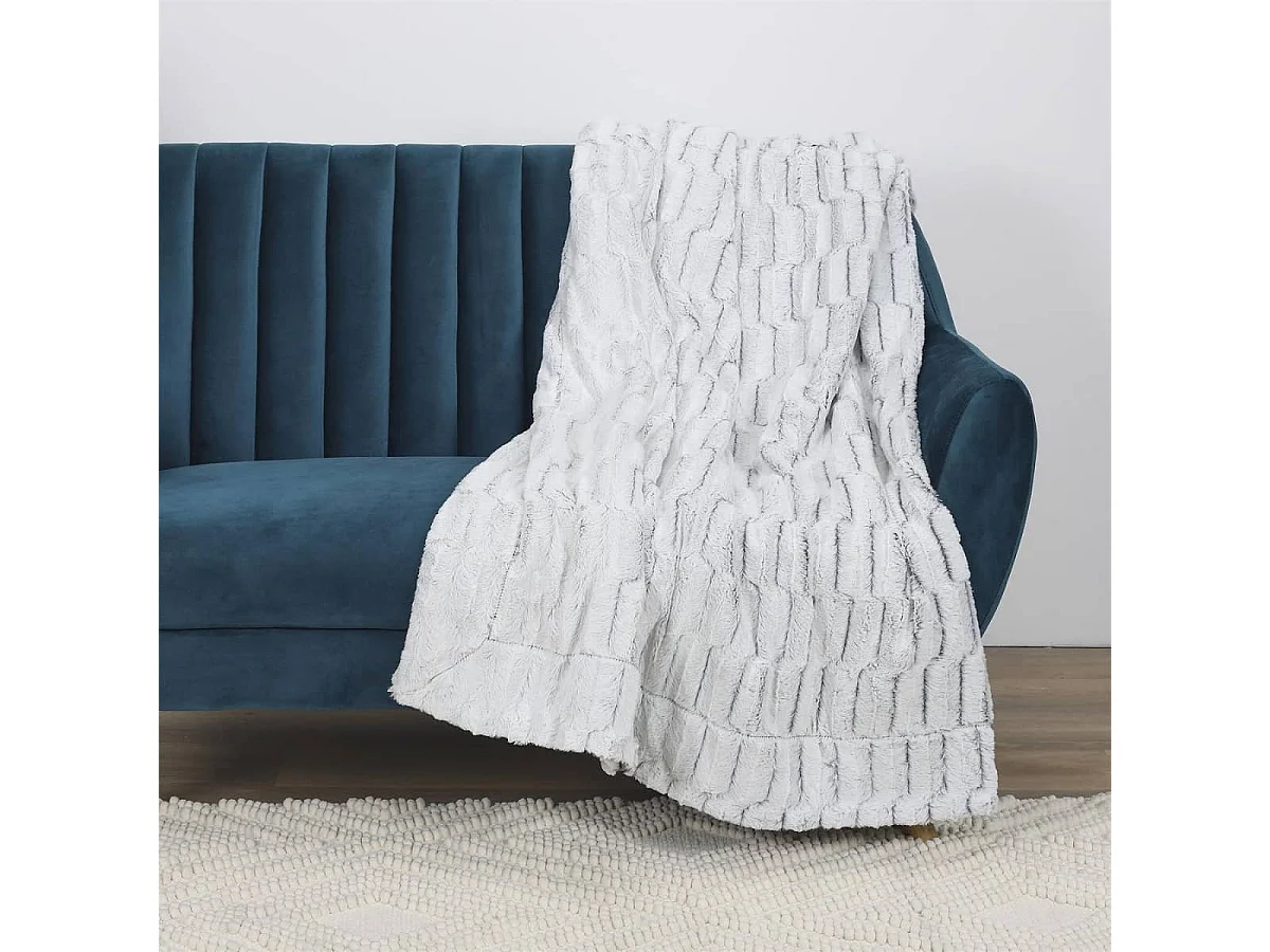 Plaid Ultra Doux 140x200cm Texturé Gris Clair - MERMOZ