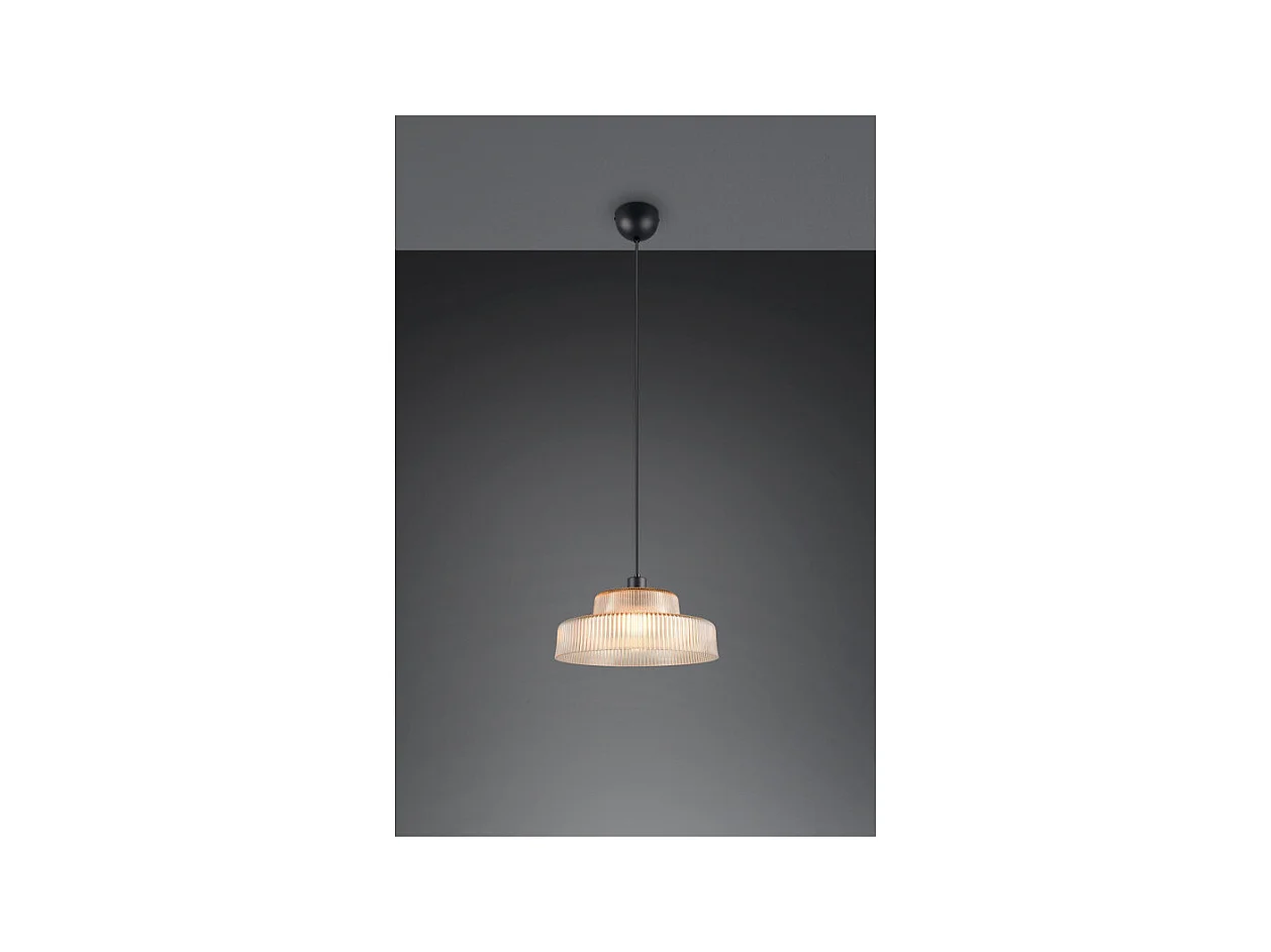 Suspension vintage en verre strié Abella