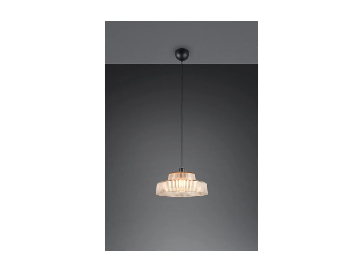 Suspension vintage en verre strié Abella