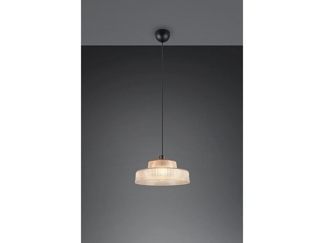 Suspension vintage en verre strié Abella