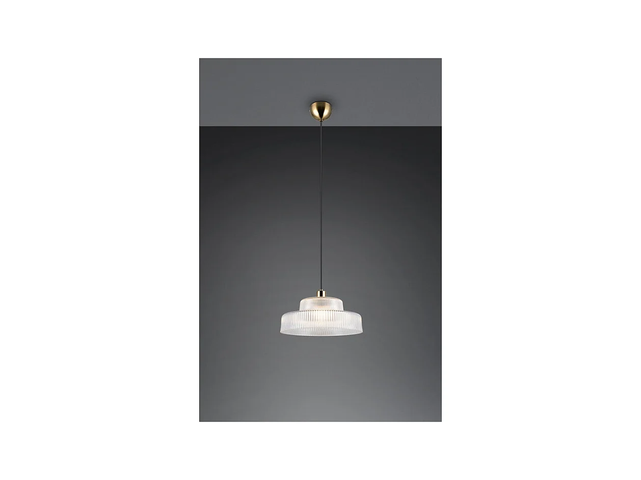 Suspension vintage en verre strié Abella