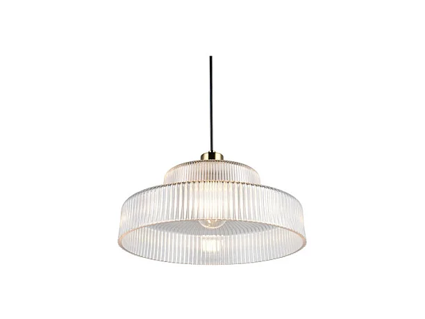 Suspension vintage en verre strié Abella