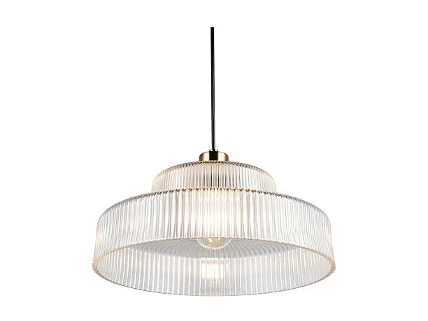 Suspension vintage en verre strié Abella