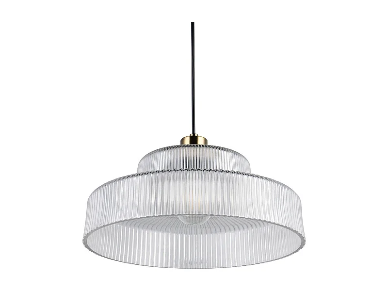 Suspension vintage en verre strié Abella