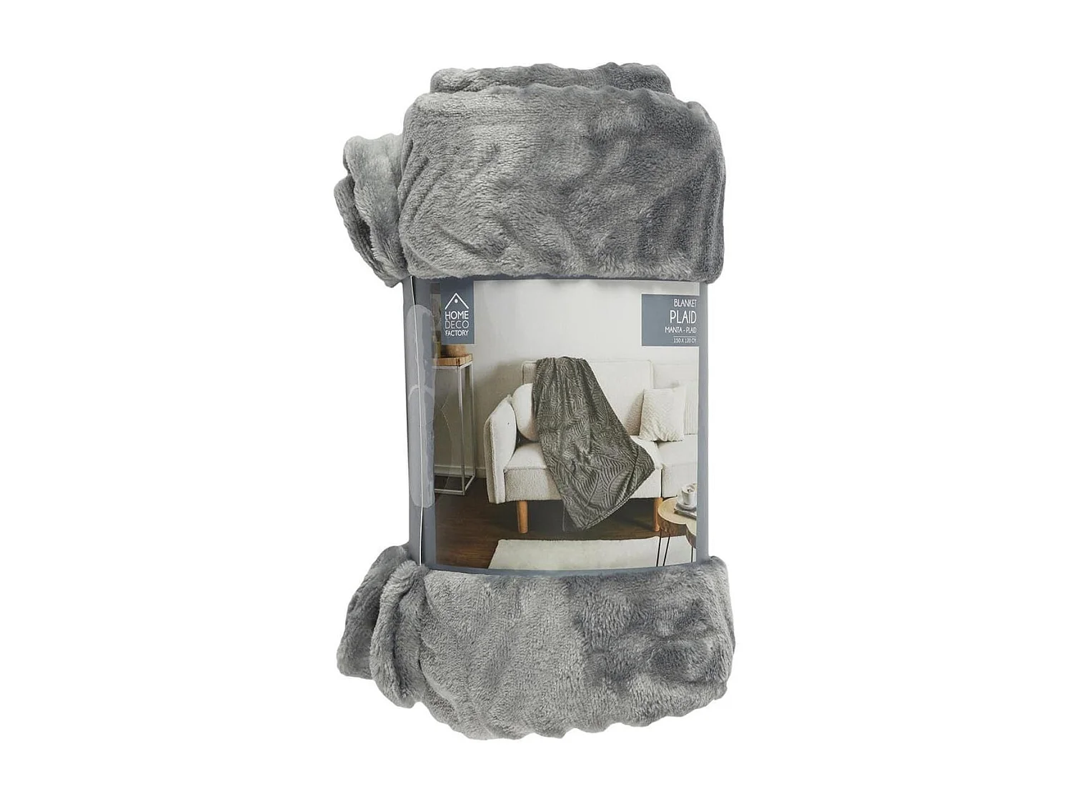 Plaid Gris Foncé Flanelle Embossé 120x150cm - ISLOV