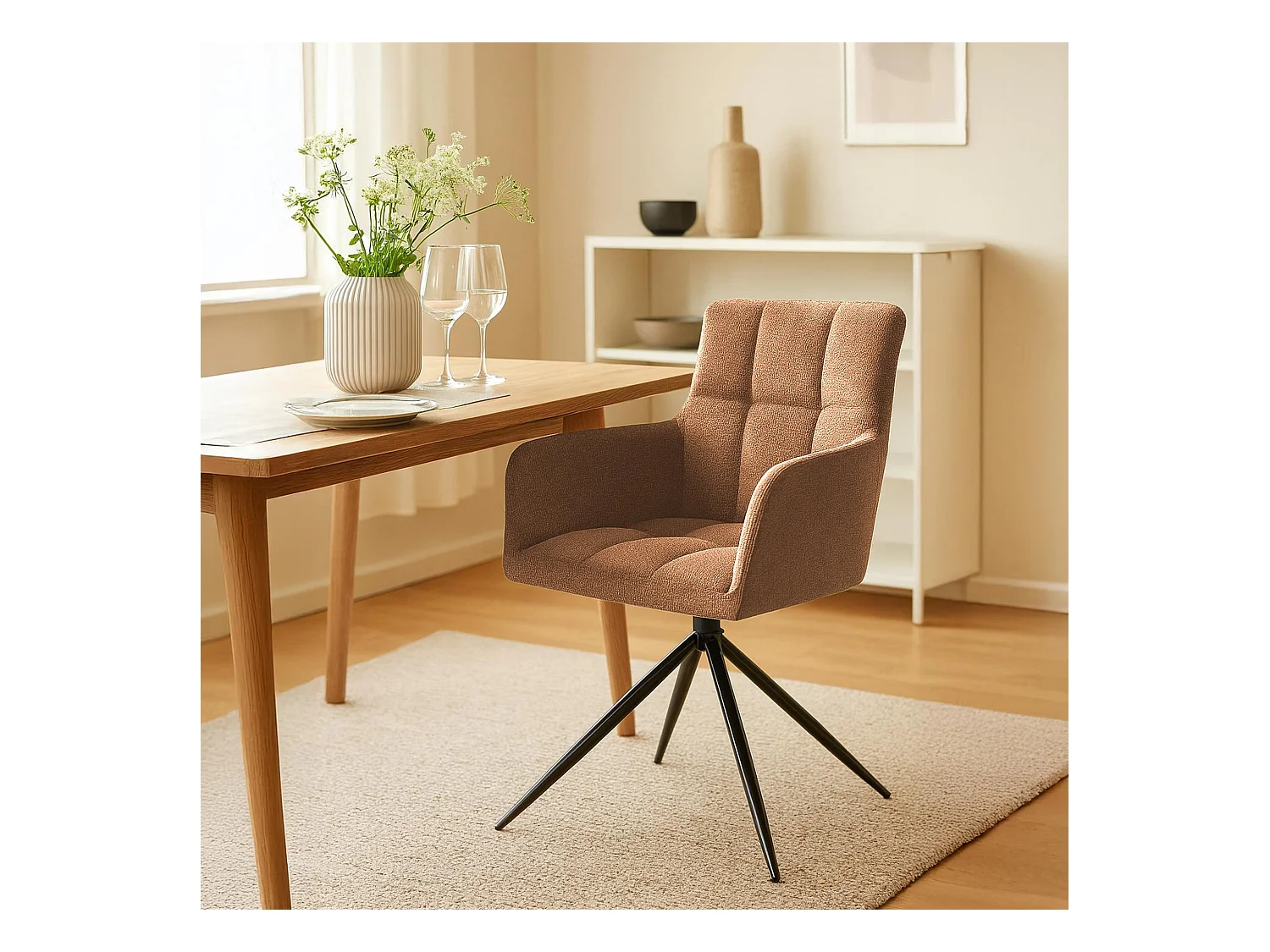 chaises avec accoudoirs - Tissu - Orange - Jonah