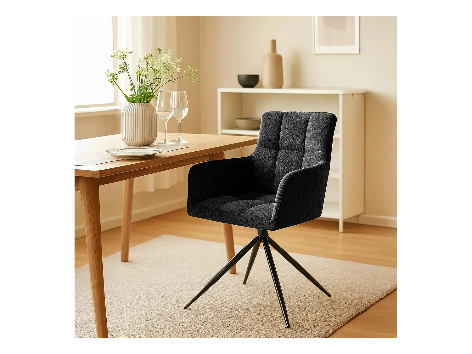 chaises avec accoudoirs - Tissu - Noir - Jonah