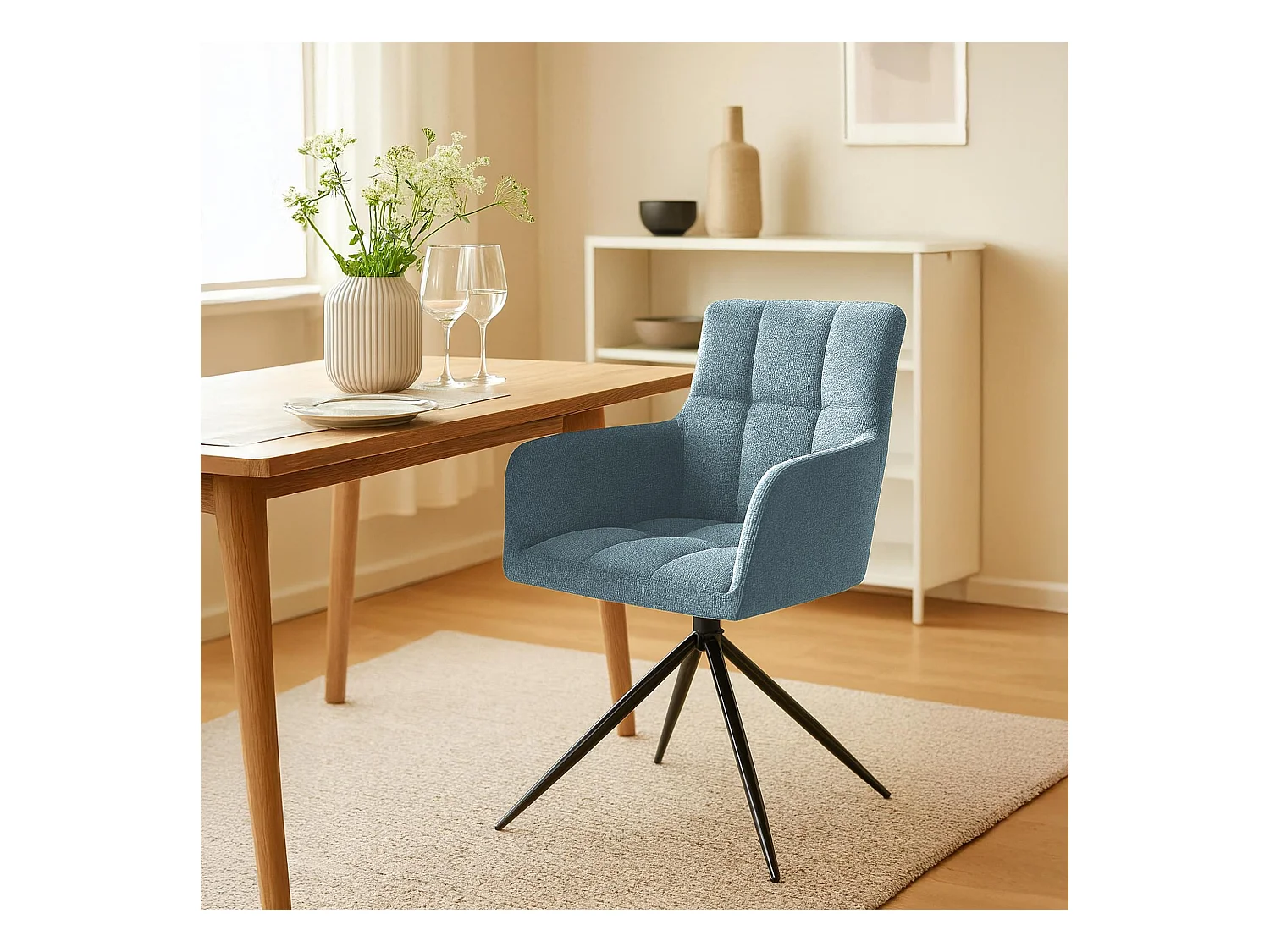 chaises avec accoudoirs - Tissu - Turquoise - Jonah