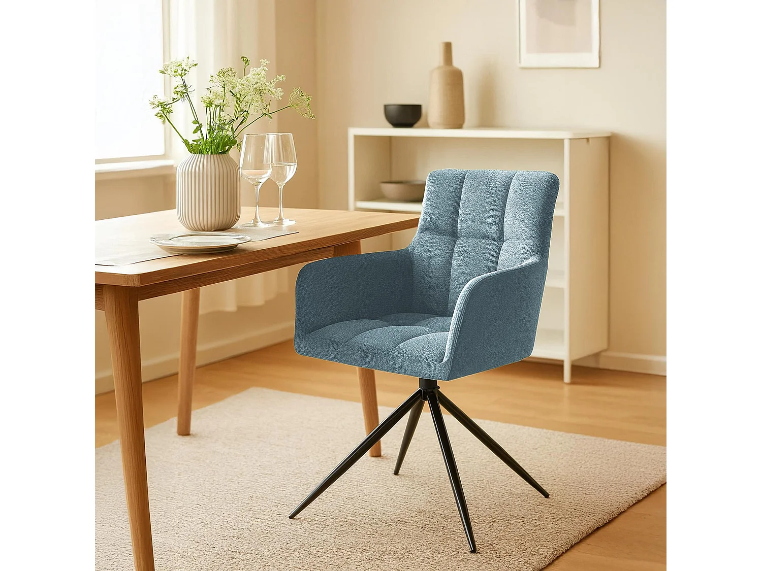 chaises avec accoudoirs - Tissu - Turquoise - Jonah