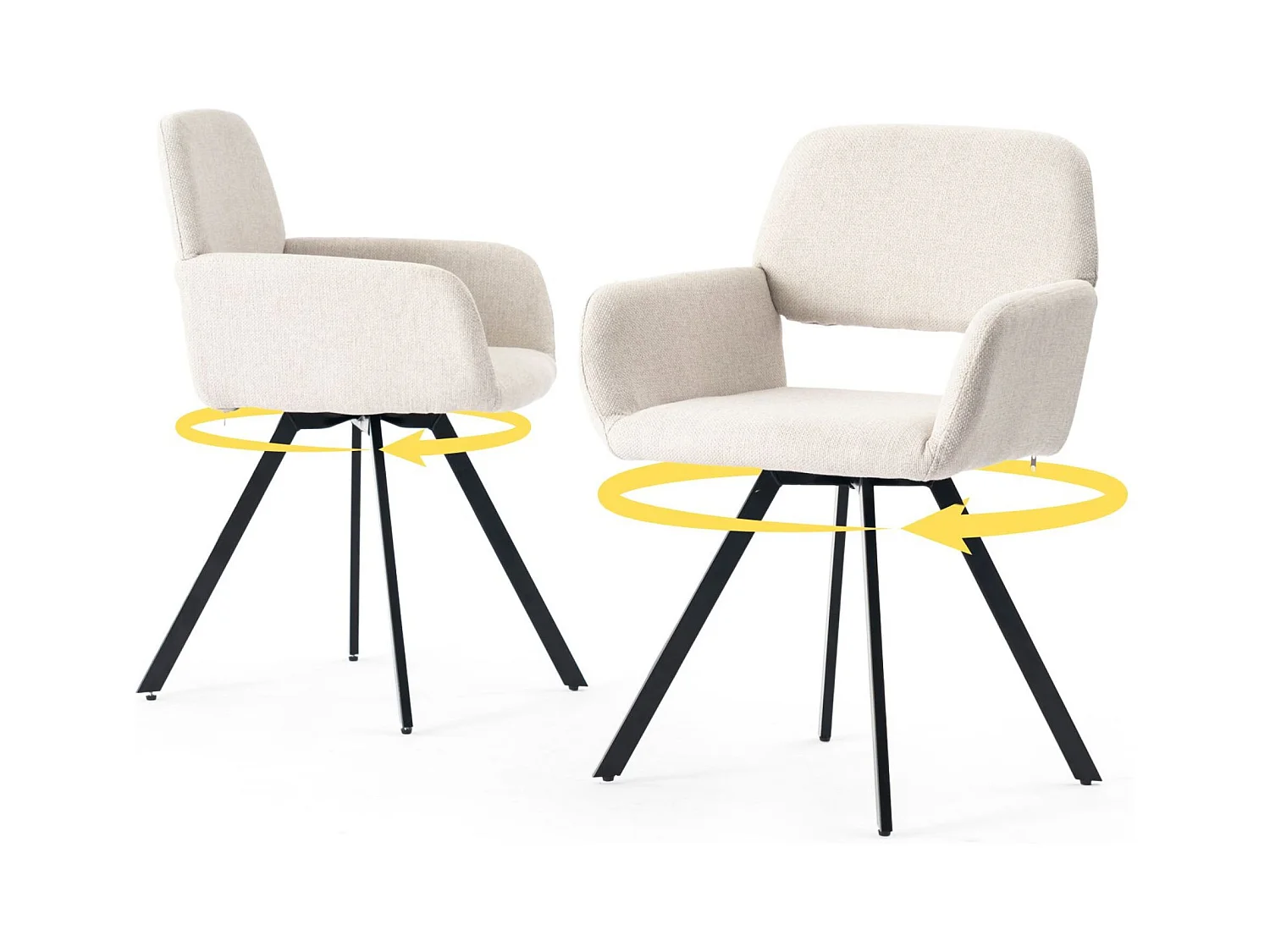 URBAN MEUBLE Ensemble table extensible bois noir et 4 chaises pivotantes beige