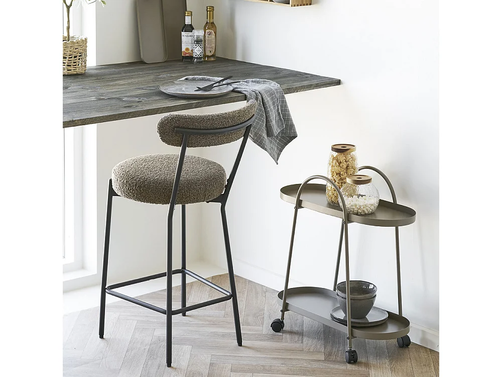 Laila Küchenmöbel auf Rollen Barwagen 2 Ablagen braun.